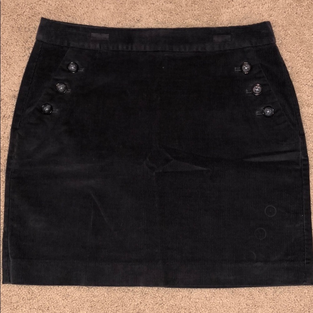 Charcoal grey corduroy skirt with button detail